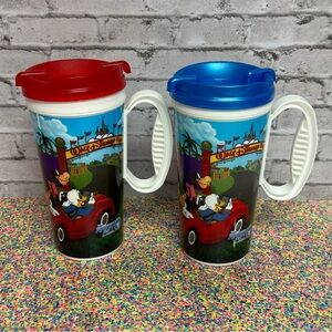 Disney World Parks Vintage 16 oz Travel Mug/Lid Lot of 2 Rapid Refills Mickey